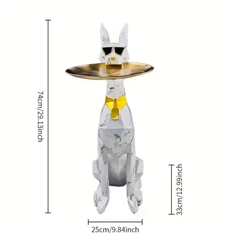 Statuetka psa z tacą biała - obrazek 2