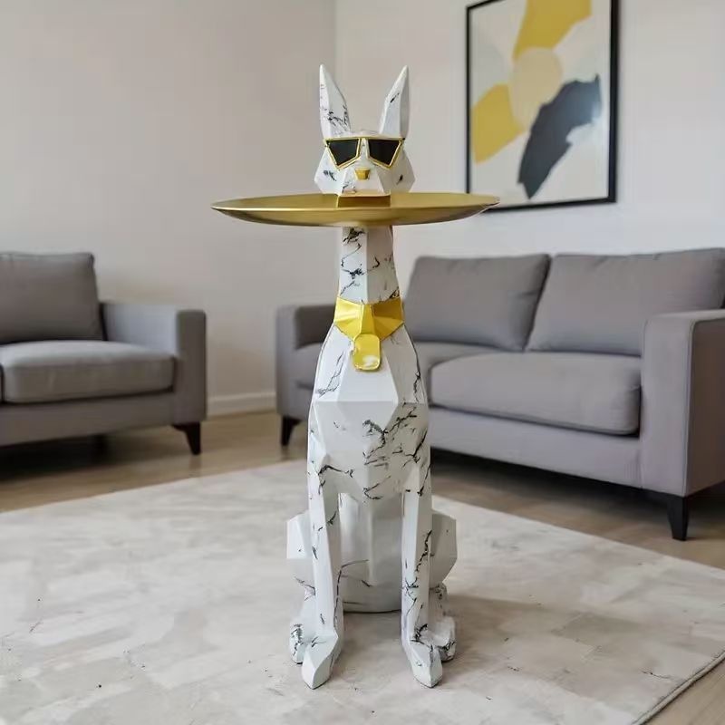 Statuetka psa z tacą biała